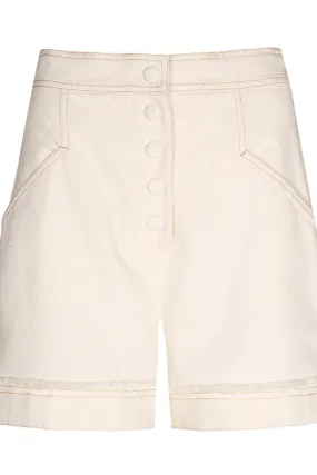 Caroline Biss CHALK COTTON HIGH WAIST SHORTS