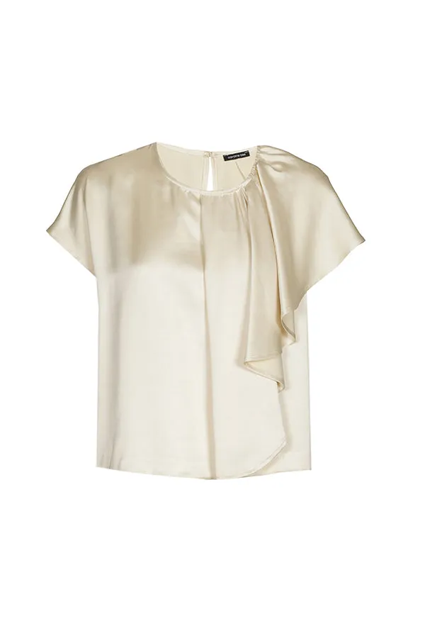 Caroline Biss CHAMPAGE GOLD SHINY FLOUNCED TOP