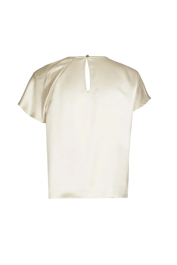 Caroline Biss CHAMPAGE GOLD SHINY FLOUNCED TOP