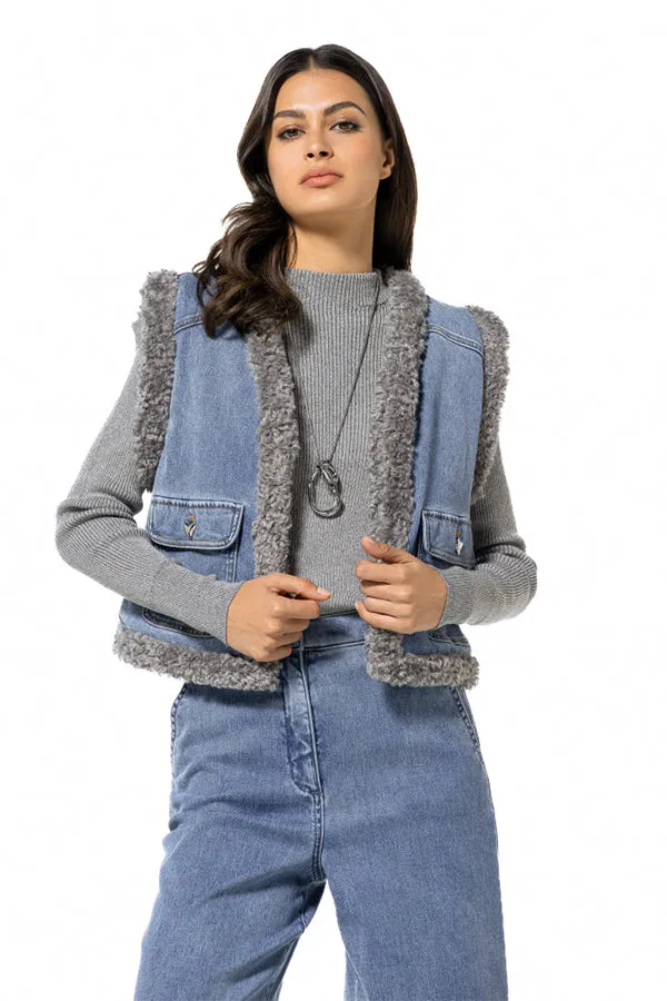 Caroline Biss COSY DENIM BODY WARMER