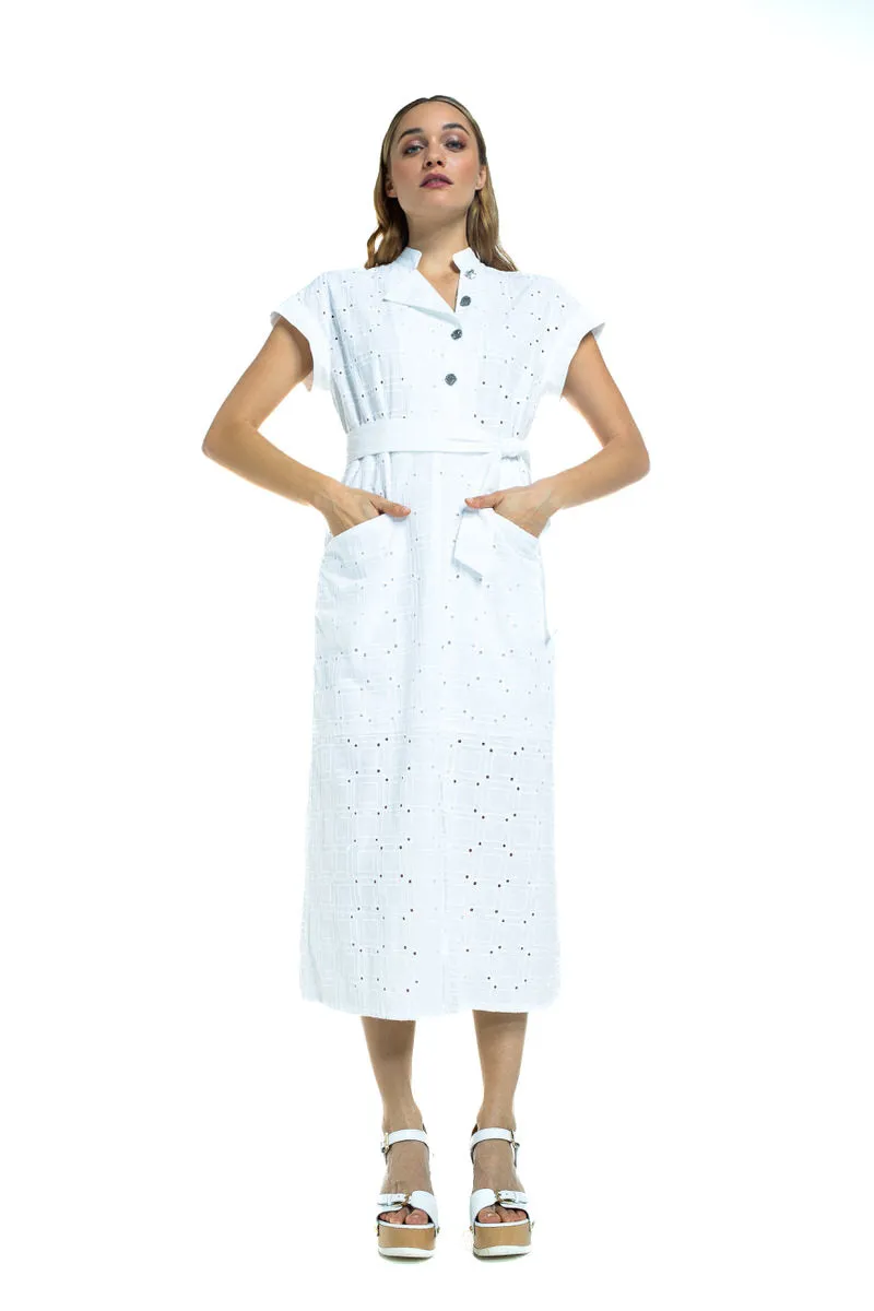 Caroline Biss COTTON EMBROIDERED DRESS