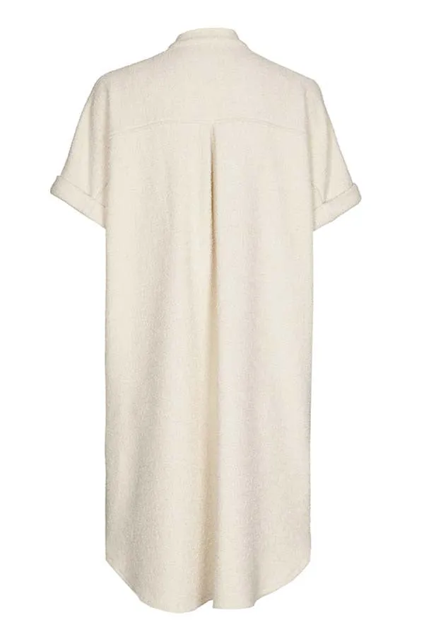 Caroline Biss CREAM STRAIGHT-FITTING BOUCLETTE DRESS