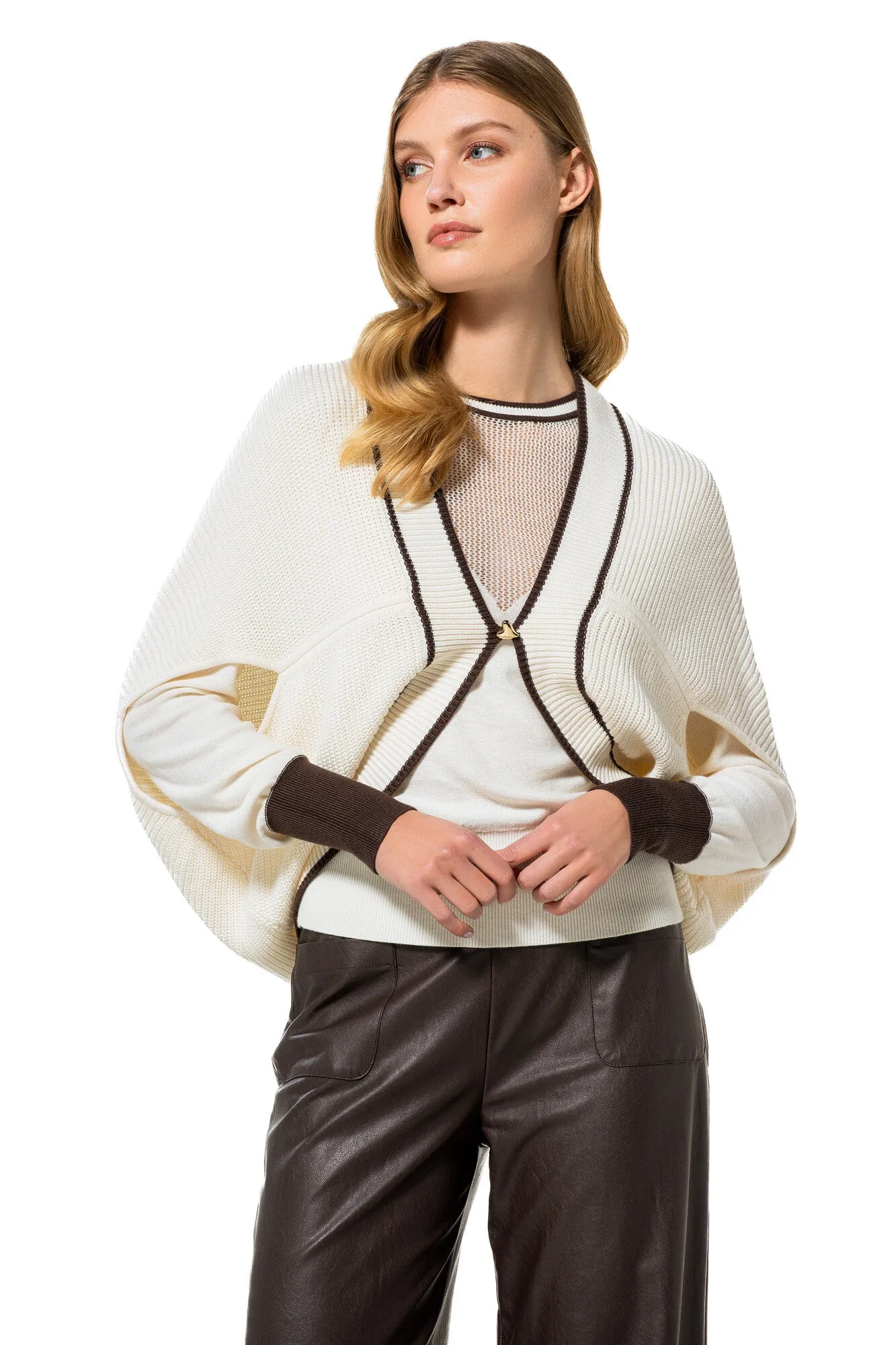 Caroline Biss CREAM TWO-TONE LONG BOLERO