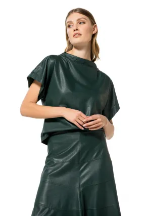 Caroline Biss DARK GREEN SHORT STRAIGHT ECO-LEATHER TOP