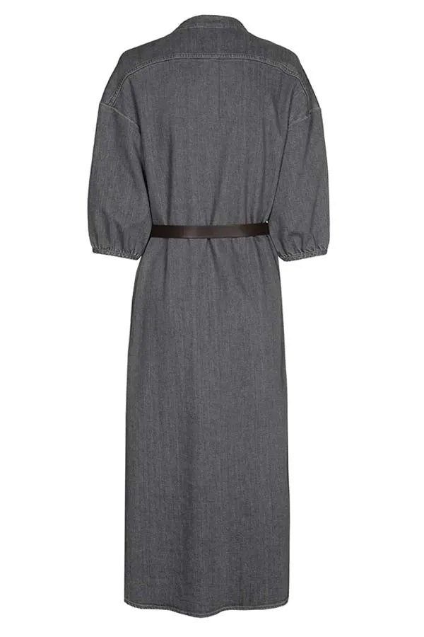 Caroline Biss DARK GREY MIDI DENIM DRESS