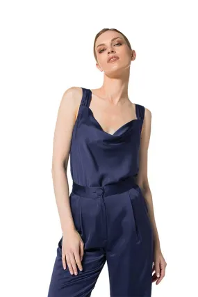 Caroline Biss DARK INDIGO SHINY VISCOSE TANK TOP