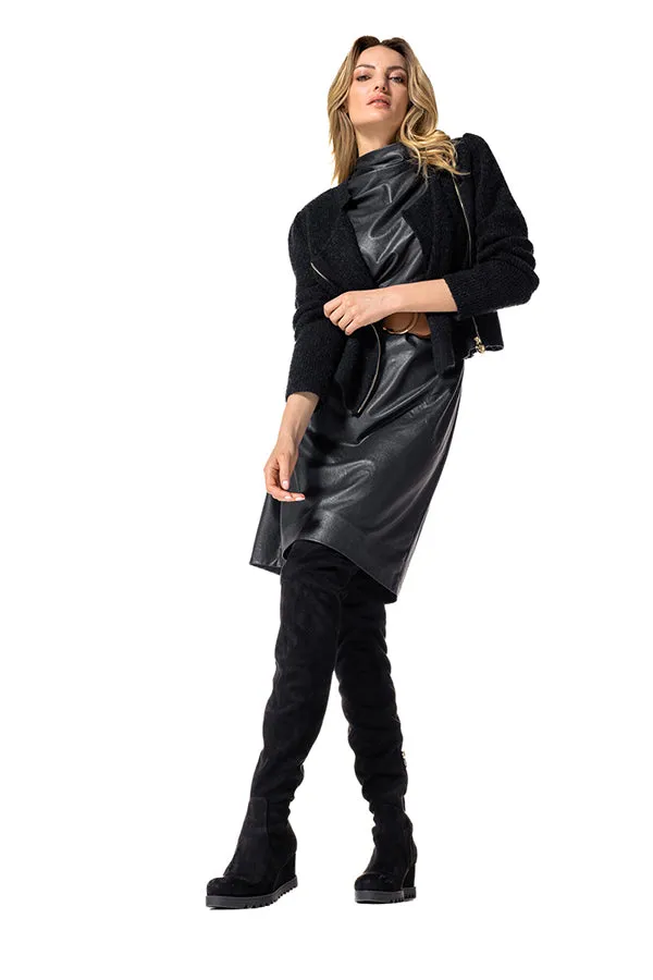 Caroline Biss ECO LEATHER STRAIGHT KNEE LENGTH DRESS