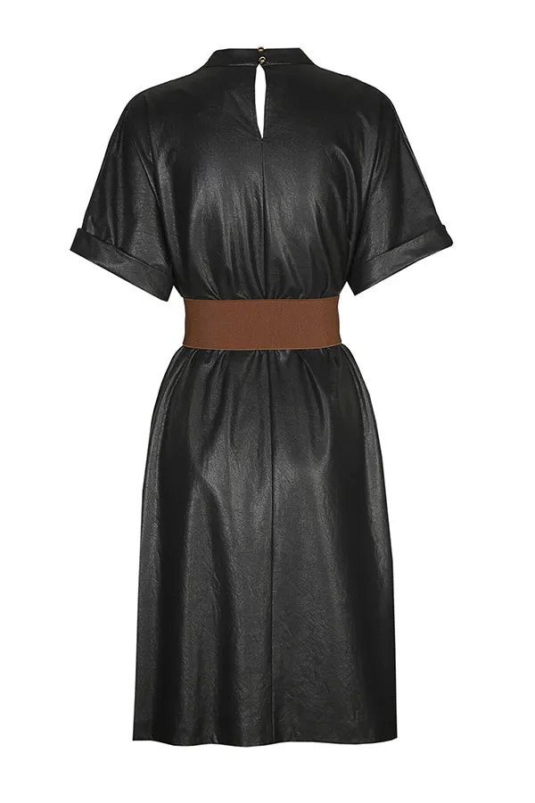 Caroline Biss ECO LEATHER STRAIGHT KNEE LENGTH DRESS