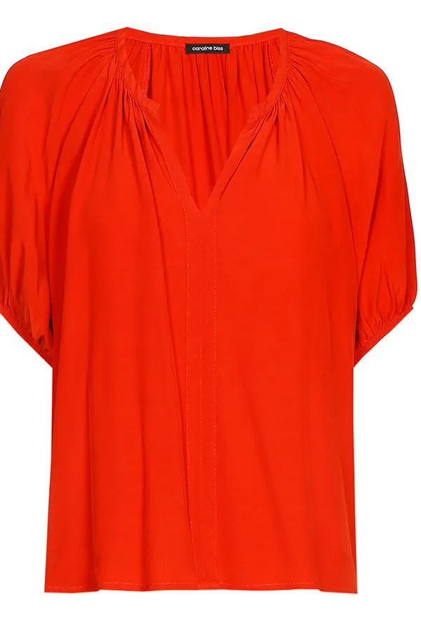 Caroline Biss ELASTICATED WIDE SLEEVE LOOSE BLOUSE