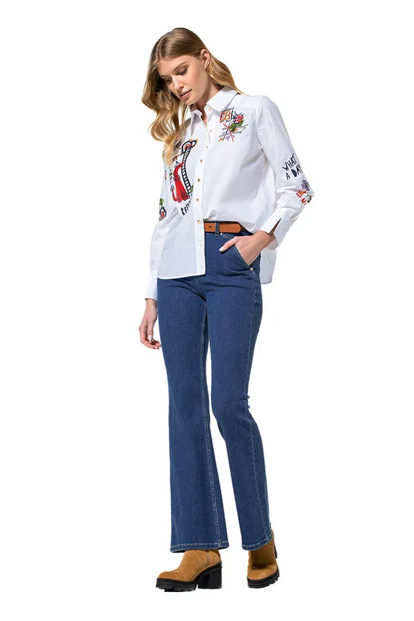 Caroline Biss EMBROIDERED COTTON SHIRT