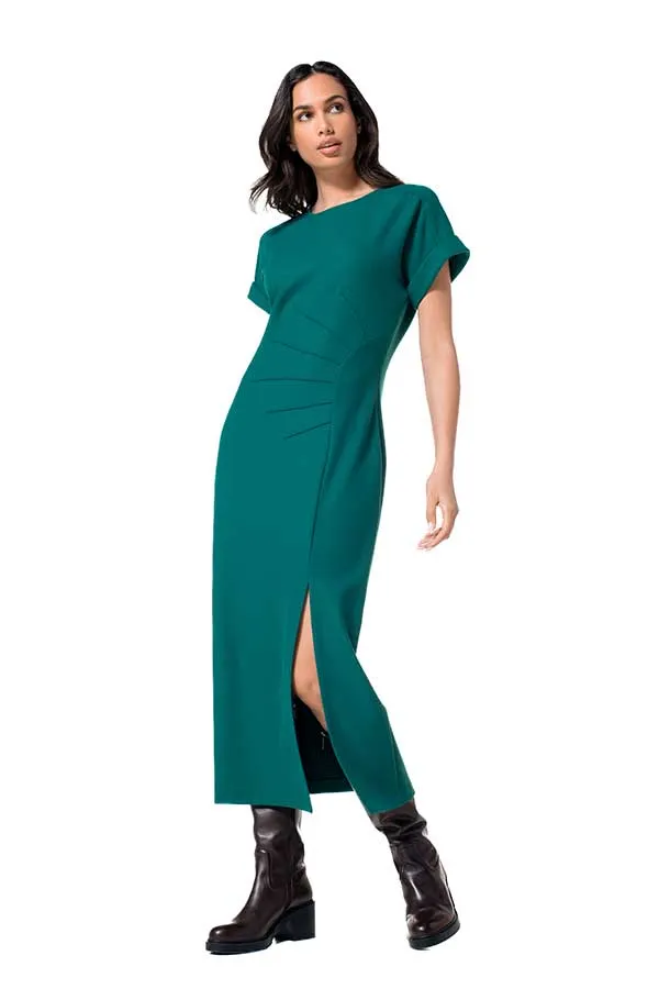 Caroline Biss EMERALD FITTED MIDI STRETCH DRESS