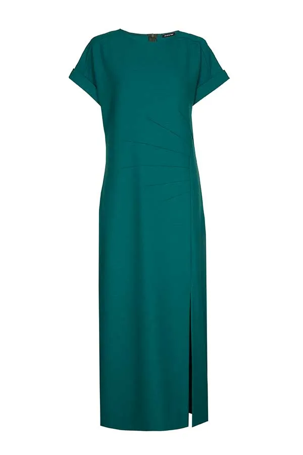 Caroline Biss EMERALD FITTED MIDI STRETCH DRESS