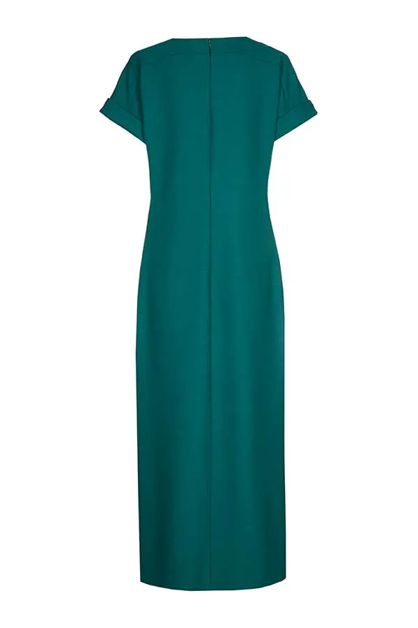 Caroline Biss EMERALD FITTED MIDI STRETCH DRESS