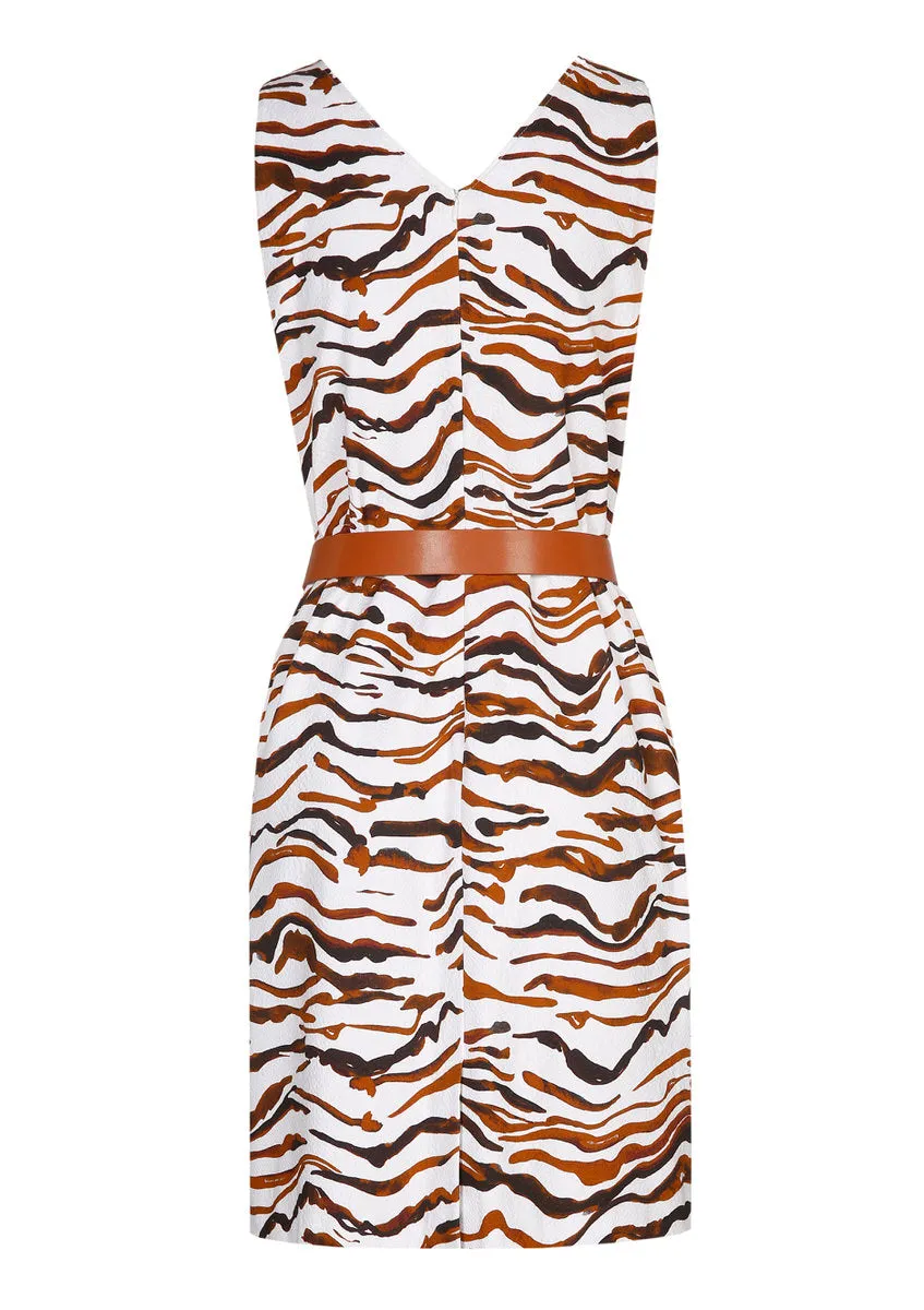 Caroline Biss FITTED PRINTED SLEEVELESS DRESS