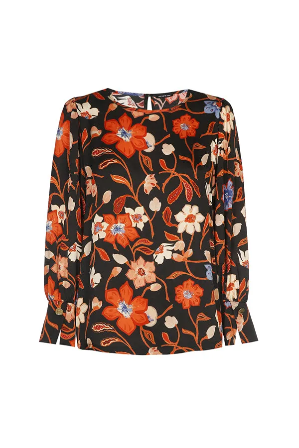 Caroline Biss FLORAL PRINT SHORT SUPPLE BLOUSE