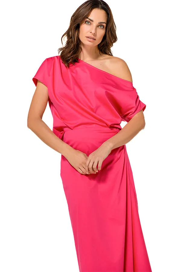 Caroline Biss FUCHSIA COTTON ASYMMETRICAL TOP