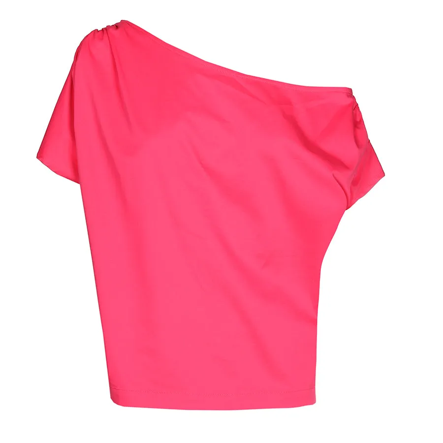 Caroline Biss FUCHSIA COTTON ASYMMETRICAL TOP