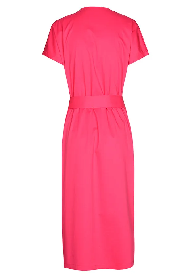 Caroline Biss FUCHSIA STRAIGHT STRETCH COTTON DRESS