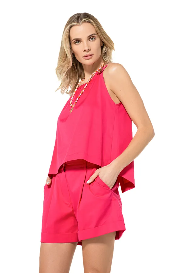 Caroline Biss FUSCHIA BACK EFFECT TOP