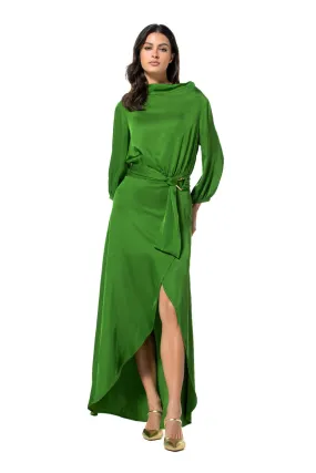 Caroline Biss GREEN BACK EFFECT FESTIVE LONG DRESS