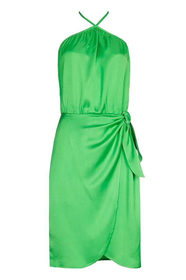 Caroline Biss GREEN SHORT SHINY DRESS