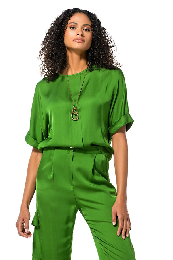 Caroline Biss GREEN SHORT STRAIGHT TOP