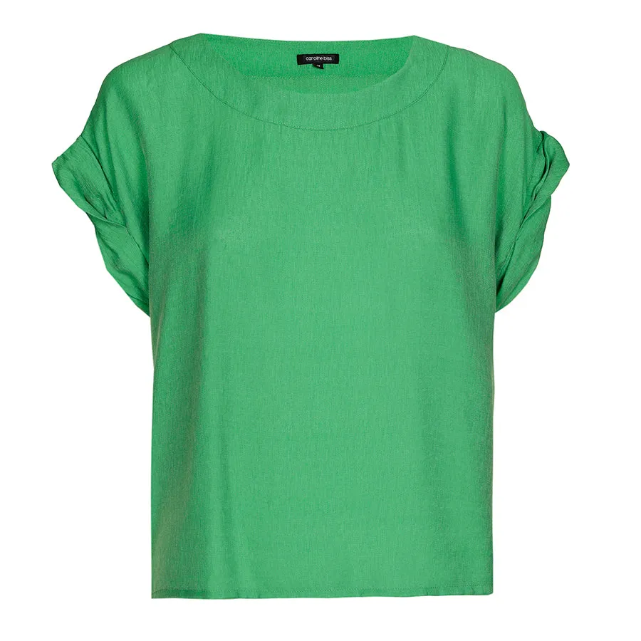 Caroline Biss GREEN SLEEVE EFFECT STRAIGHT TOP