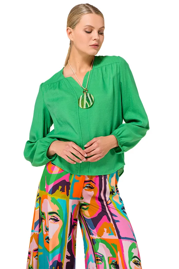 Caroline Biss GREEN STRAIGHT BLOUSE