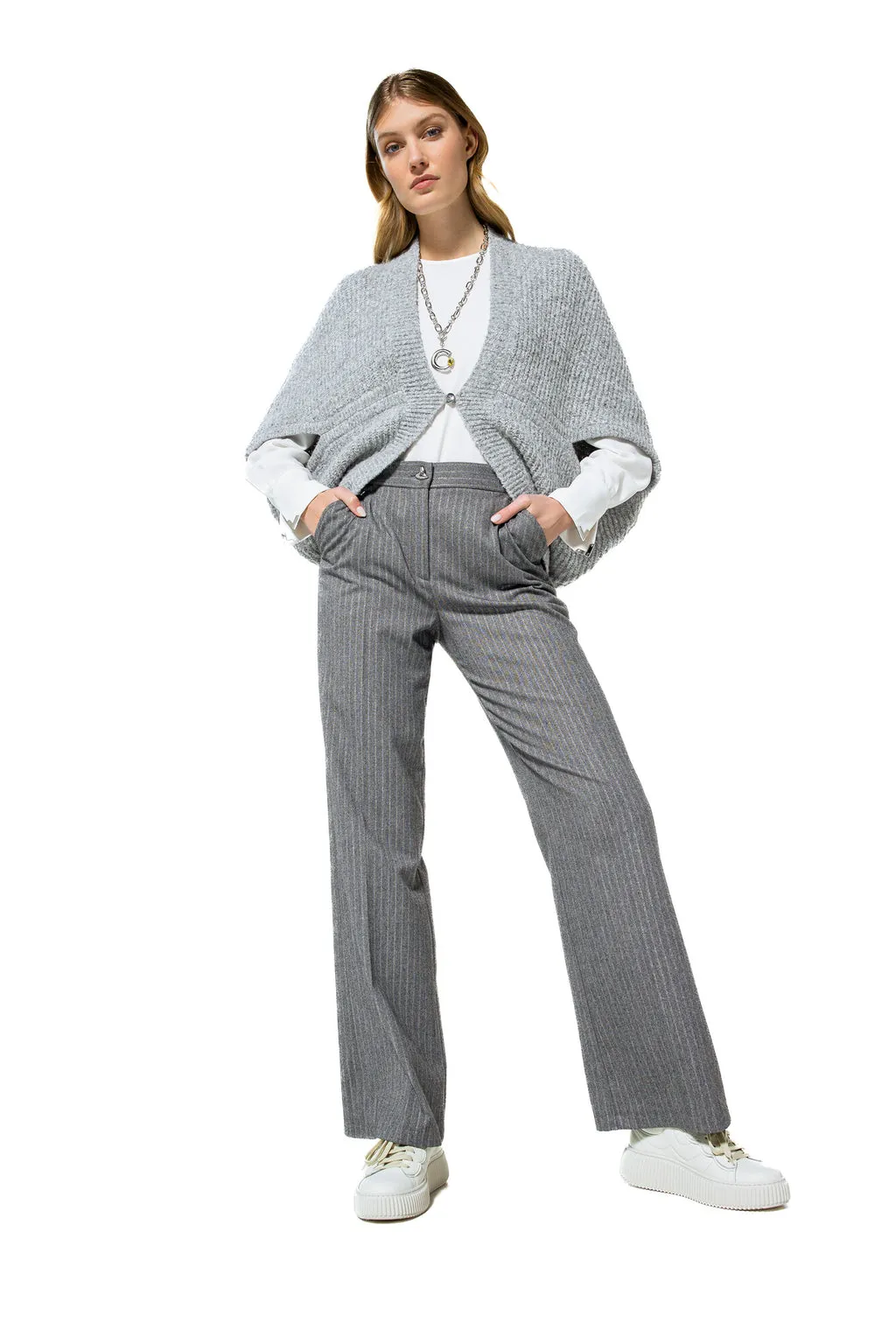 Caroline Biss GREY COSY LONG BOLERO