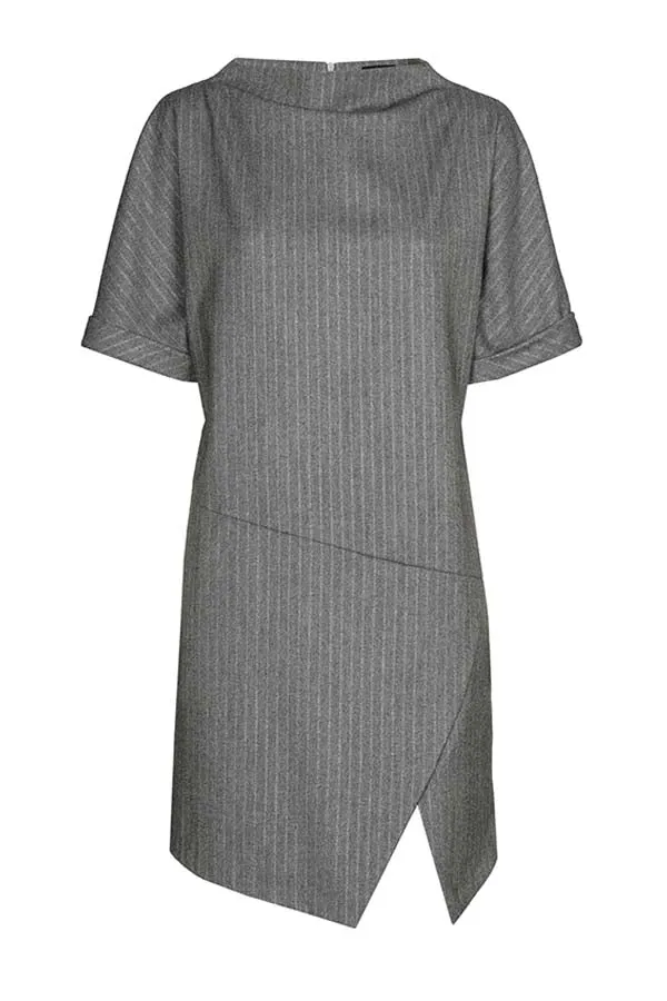 Caroline Biss GREY STRAIGHT-FITTING ASYMMETRIC SHORT DRESS