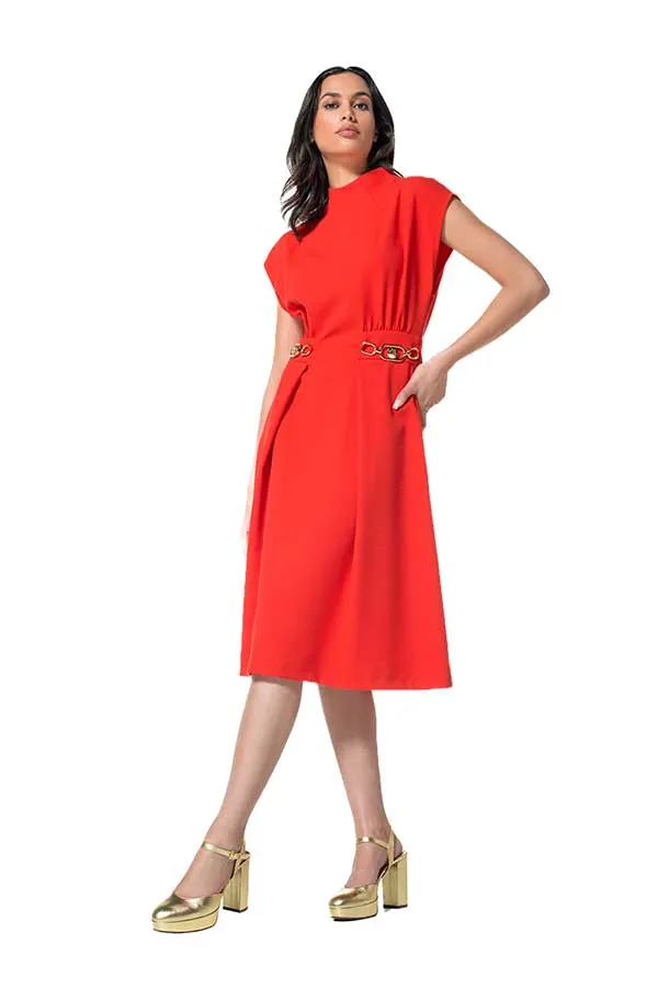 Caroline Biss HIGH NECK LOOSE CREPE DRESS