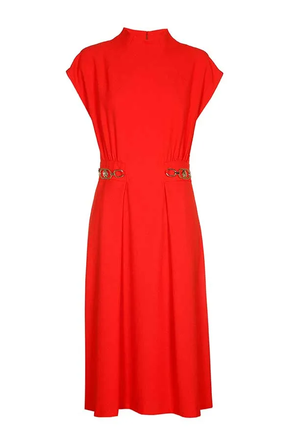 Caroline Biss HIGH NECK LOOSE CREPE DRESS