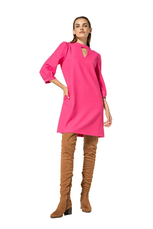 Caroline Biss HOT PINK STRAIGHT-FIT DRESS