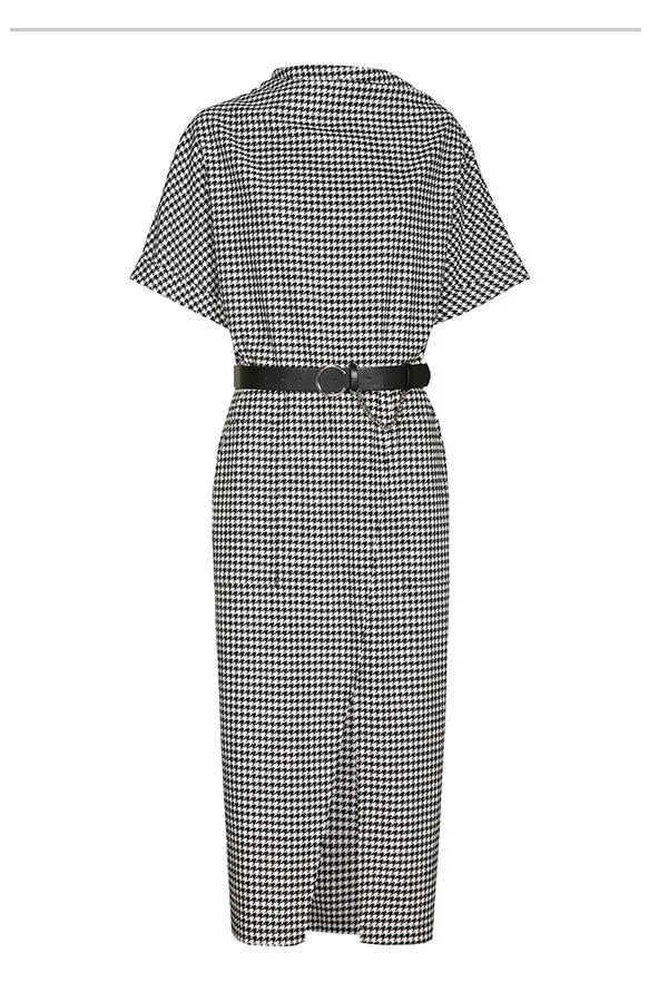 Caroline Biss HOUNDSTOOTH SLIGHTLY FITTED STRETCH DRESS