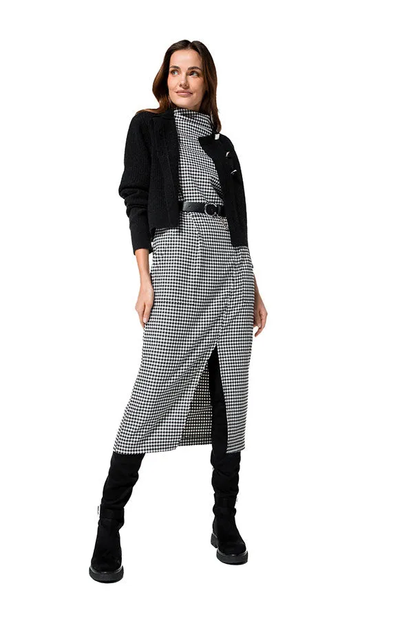 Caroline Biss HOUNDSTOOTH SLIGHTLY FITTED STRETCH DRESS