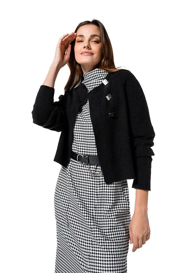 Caroline Biss HOUNDSTOOTH SLIGHTLY FITTED STRETCH DRESS