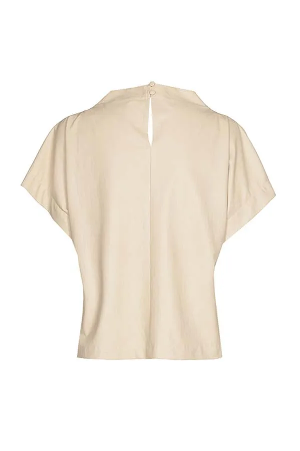 Caroline Biss IVORY SHORT STRAIGHT ECO-LEATHER TOP