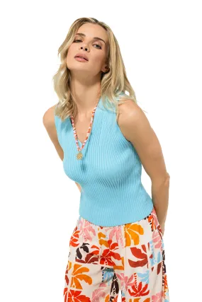 Caroline Biss LAGOON FITTED KNITTED TOP