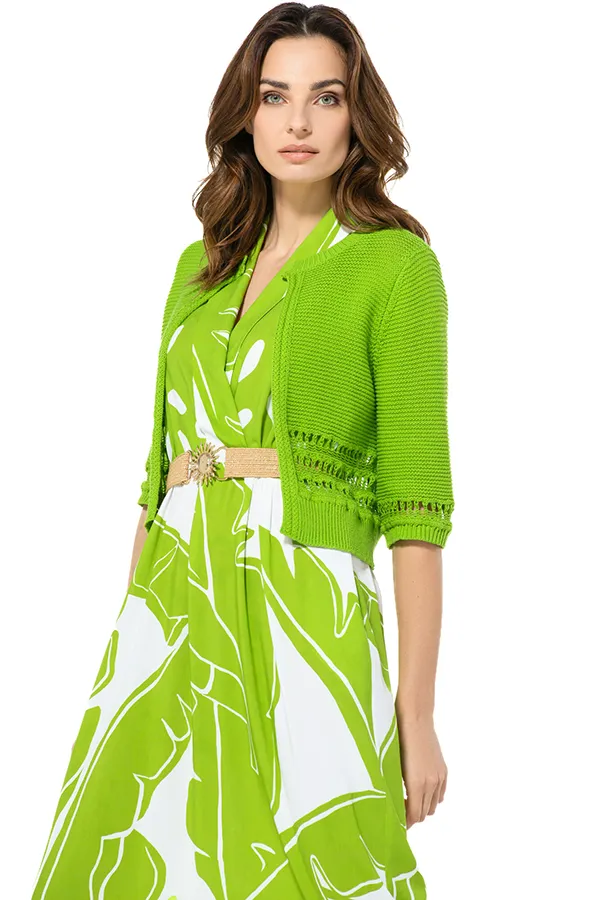 Caroline Biss LIME GREEN PRINT LOOSE SHINY DRESS