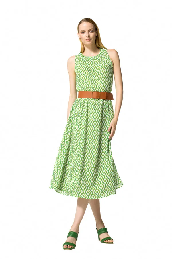 Caroline Biss LIME GREEN PRINTED FLOWING DRESS