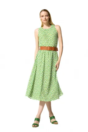 Caroline Biss LIME GREEN PRINTED FLOWING DRESS