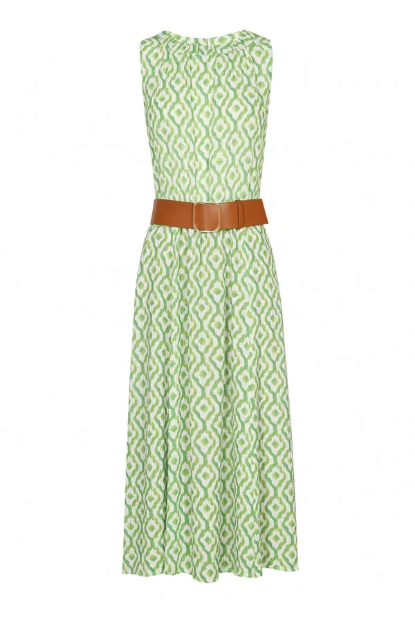 Caroline Biss LIME GREEN PRINTED FLOWING DRESS