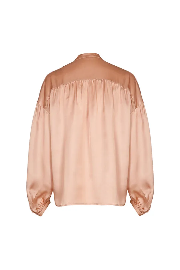 Caroline Biss LOOSE FITTING PLEATED SHINY BLOUSE