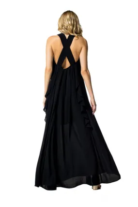 Caroline Biss LOOSE PLEATED MAXI GALA DRESS