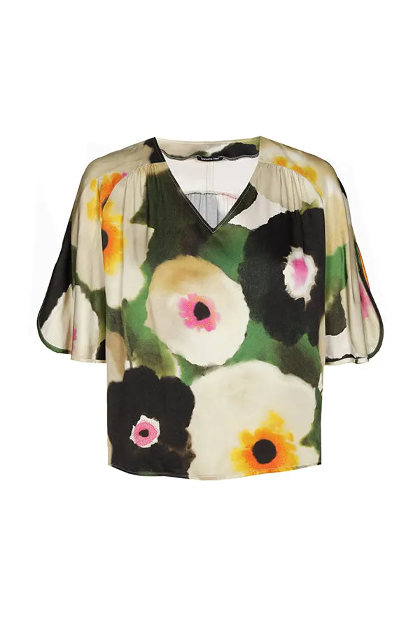 Caroline Biss MULTICOLOR FLORAL PRINT SHORT SUPPLE TOP