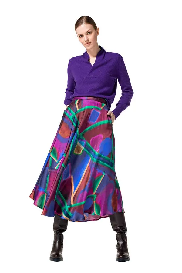 Caroline Biss MULTICOLOR SHINY VISCOSE CIRCLE SKIRT