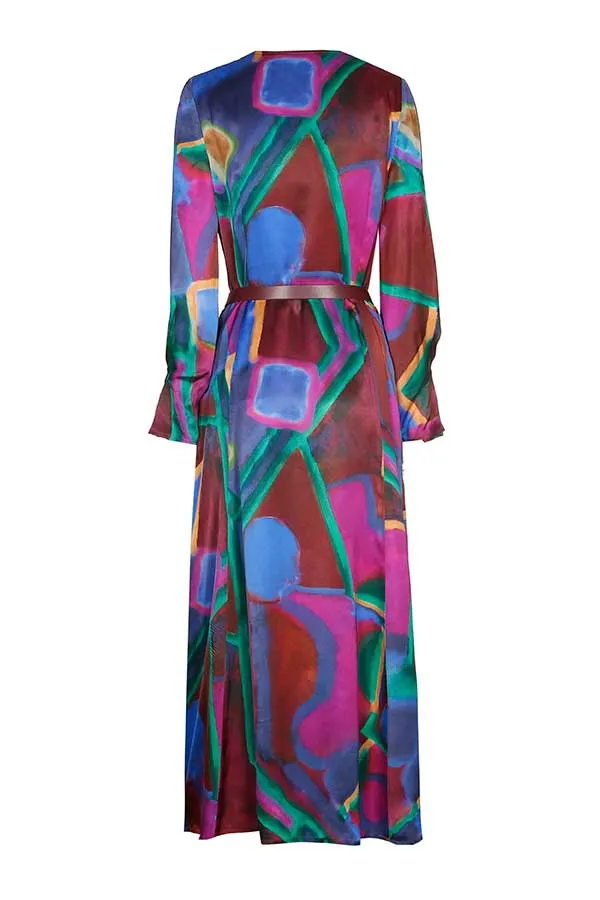 Caroline Biss MULTICOLOR SHINY VISCOSE MIDI DRESS