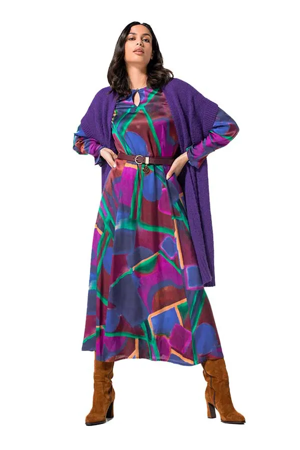 Caroline Biss MULTICOLOR SHINY VISCOSE MIDI DRESS