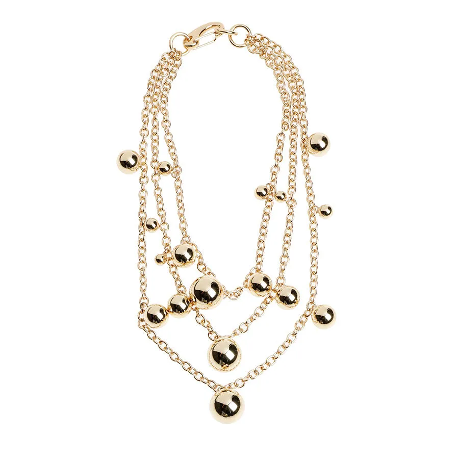 Caroline Biss MULTILAYER BEADED GOLD NECKLACE