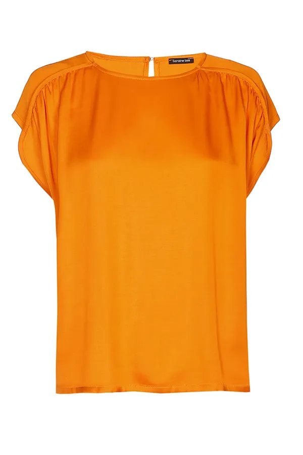 Caroline Biss ORANGE STRAIGHT SHINY TOP